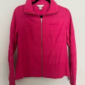 Christopher & Banks Fuchsia Textured Bomber Jacket